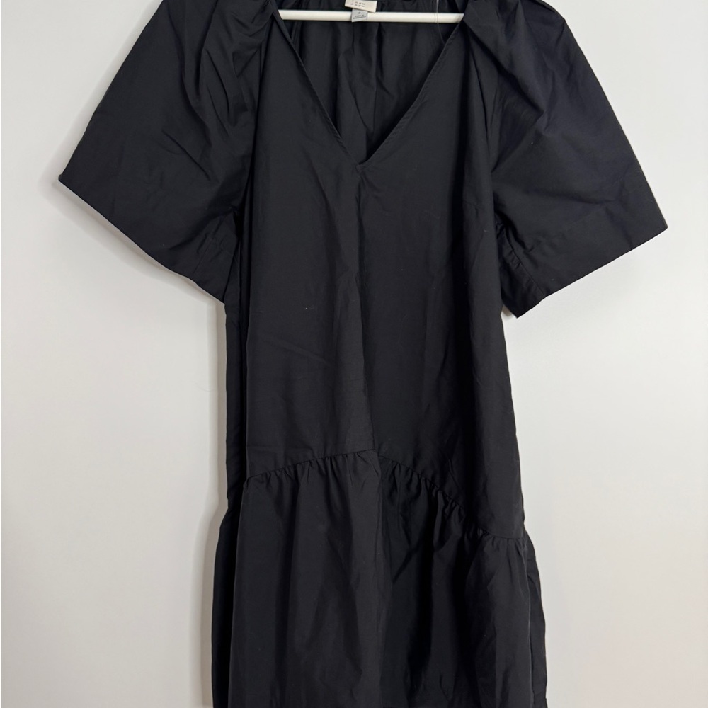 A New Day Tiered Mini Dress Minimalist V-Neck Babydoll Style Spring Summer - Picture 2 of 5
